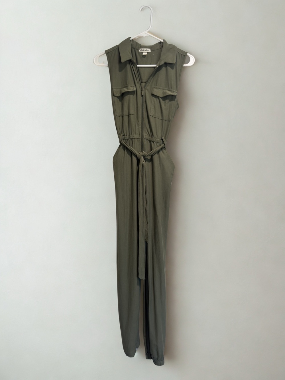Derek Heart Olive Green Sleeveless Utility Jumpsuit